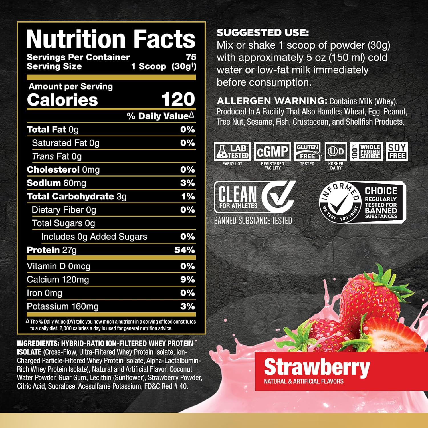 ALLMAX Nutrition ISOFLEX Whey Protein Powder - Strawberry Flavor, 5lb - 27g Protein per Serving - Whey Protein Isolate