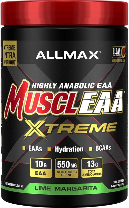 ALLMAX Nutrition MUSCLEAA Xtreme Lime Margarita Powder - 532g - EAAs, BCAAs & Hydration - 30 Servings
