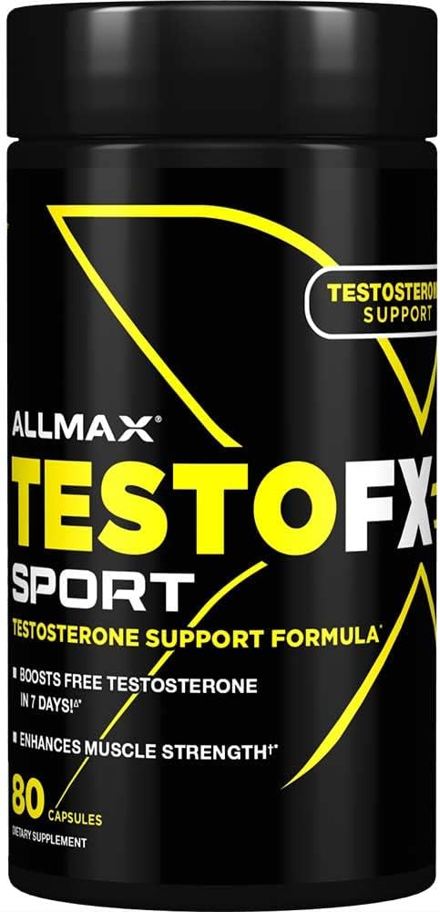 ALLMAX TESTOFX Sport - 80 Capsules - Testosterone Support Formula - Enhances Muscle Strength - Zinc, Vitamin B6 & Magnesium - 20 Servings