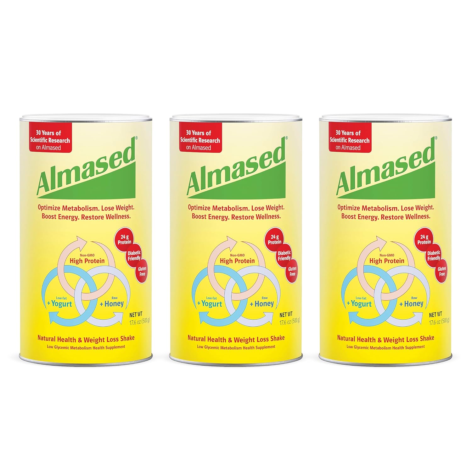 Almased Original Flavor Meal Replacement Shake - Plant-Based Protein Powder for Weight Health Support - Low-Glycemic Nutritional Supplement - 17.6 oz