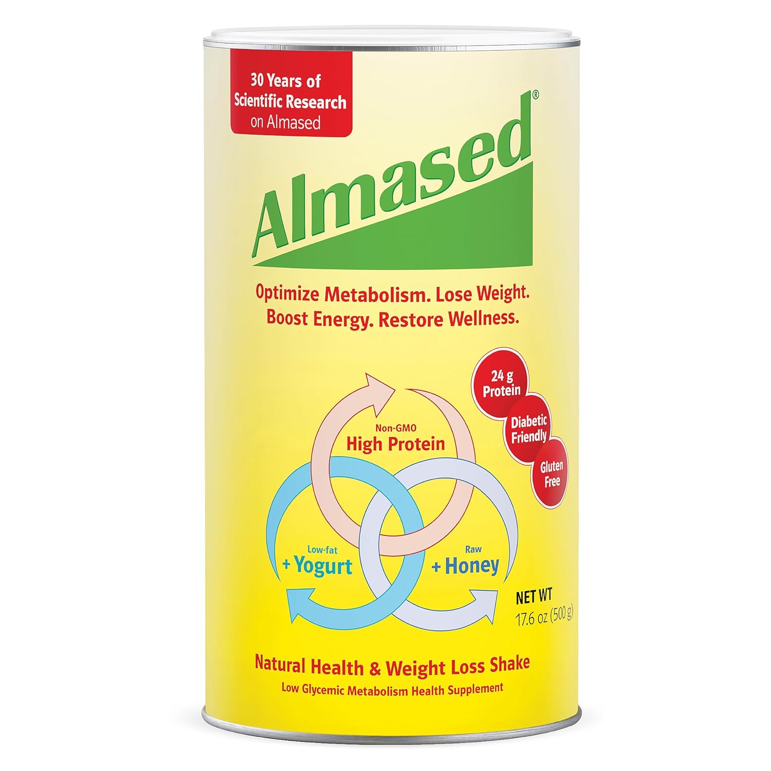 Almased Original Flavor Meal Replacement Shake - Plant-Based Protein Powder for Weight Health Support - Low-Glycemic Nutritional Supplement - 17.6 oz