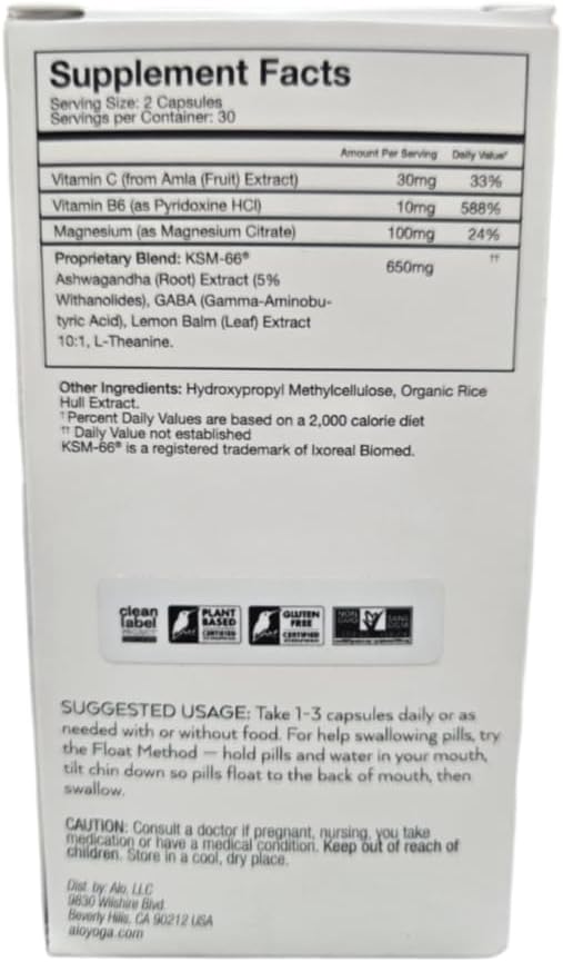 Alo Yoga Chill Capsules - Natural Relaxation Supplement for Calmness and Mental Clarity (60 Capsules)