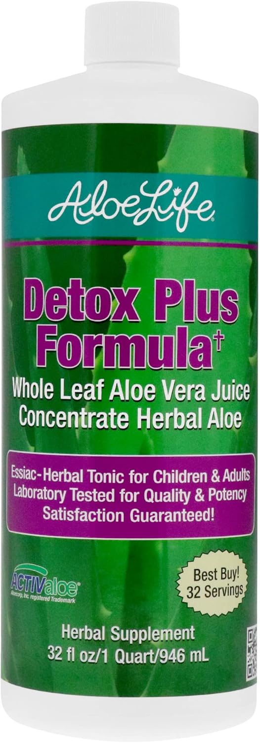 Aloe Life Detox Plus Formula - Aloe Vera Cleanse for Digestive Health, Concentrated Herbal Tonic for Gut Detox & Wellness (32 oz.)