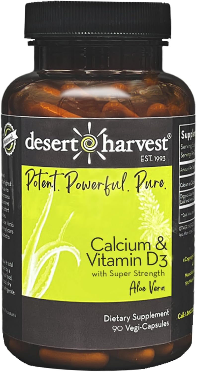 Aloe Vera Enhanced Calcium Carbonate 250mg + Vitamin D3 100IU Supplement, 90 Capsules