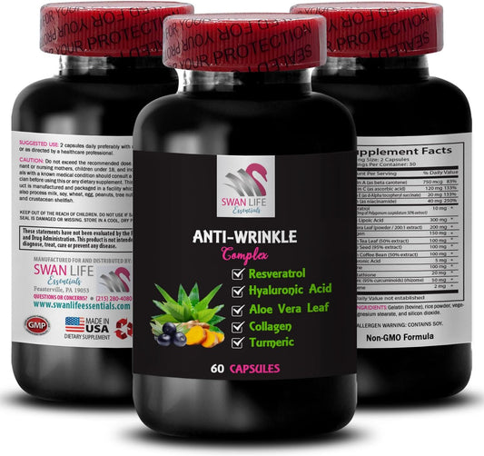 Aloe Vera Leaf Anti-Wrinkle Complex with L-Glutathione and Green Coffee Bean - Firming and Hydrating Antioxidant Supplement