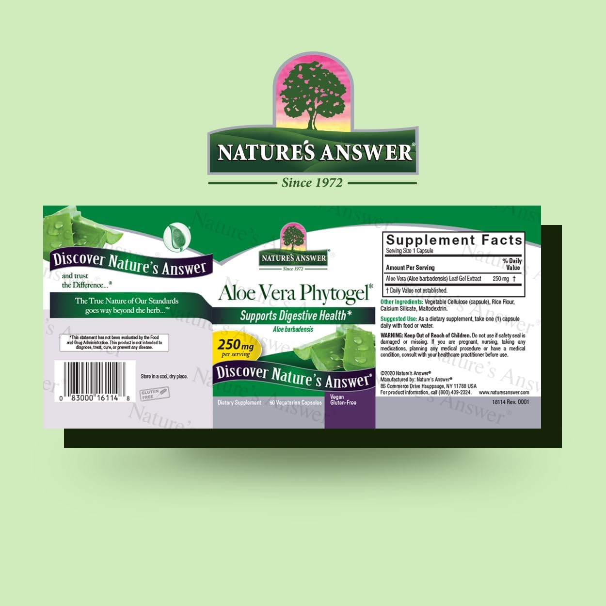Aloe Vera Phytogel Capsules for Digestive Health | Vegan and Non-GMO | 90 Veggie Caps