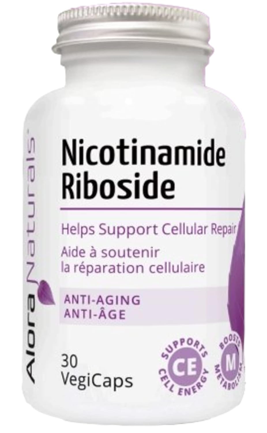 Alora Naturals Nicotinamide Riboside and CoQ10 Supplement - 300mg NR, 400mg Coenzyme Q10 Ubiquinone, 30 Vegan Capsules
