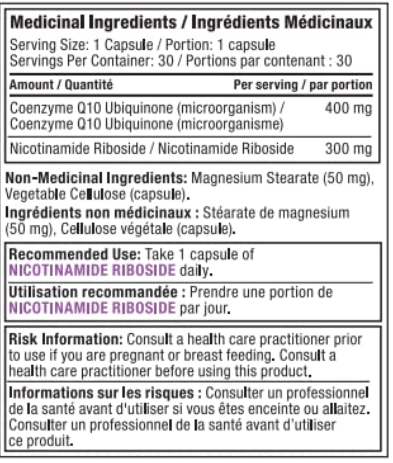 Alora Naturals Nicotinamide Riboside and CoQ10 Supplement - 300mg NR, 400mg Coenzyme Q10 Ubiquinone, 30 Vegan Capsules