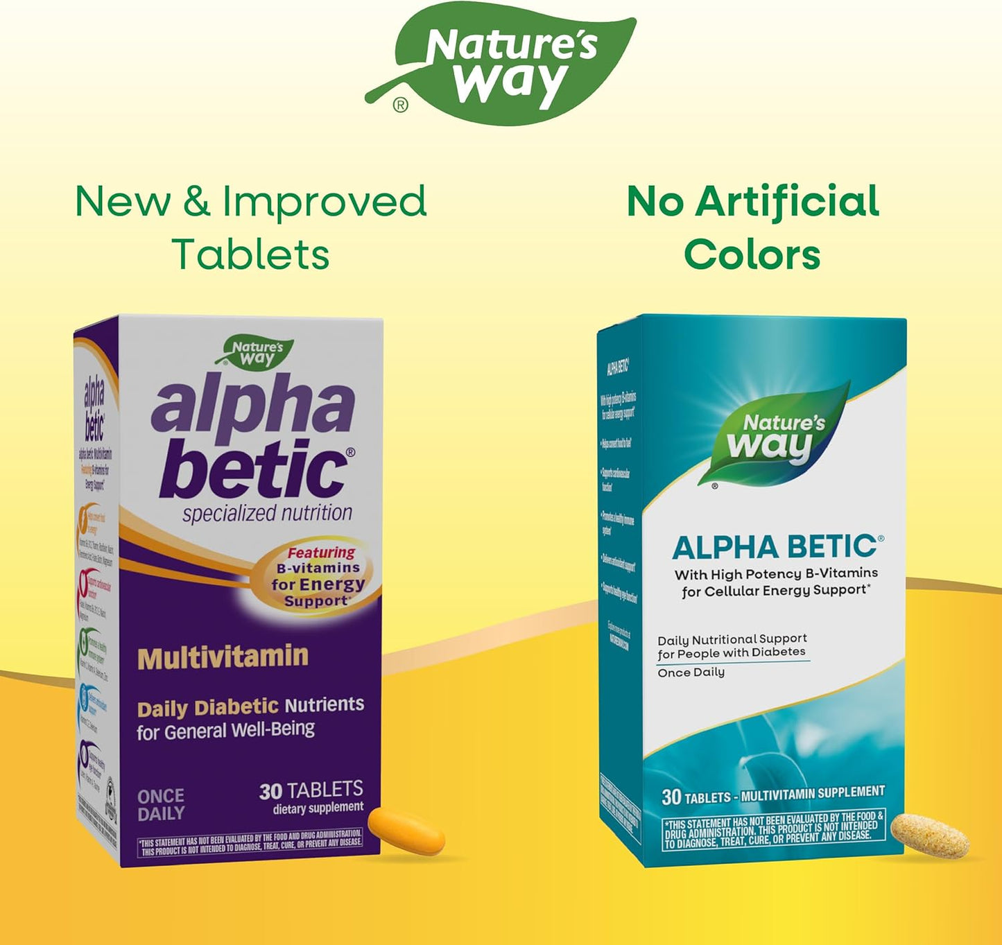 Alpha betic Diabetic Multivitamin with B-Vitamins for Energy Metabolism Support, Alpha Lipoic Acid, Taurine, Lutein - 30 Tablets