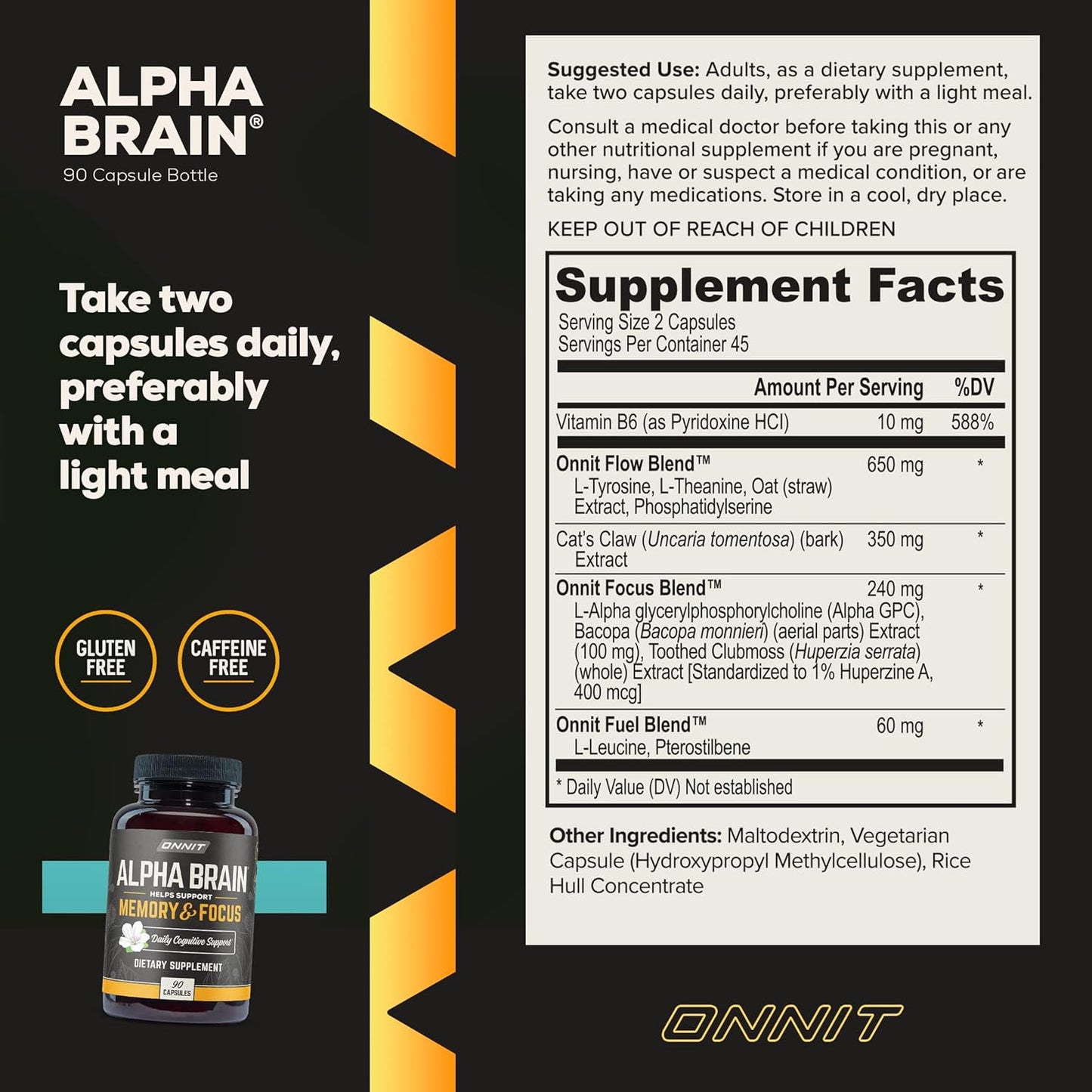 Alpha Brain 90ct + New Mood 60ct Nootropic Stack by ONNIT - Boost Focus and Mood with this Powerful Combination