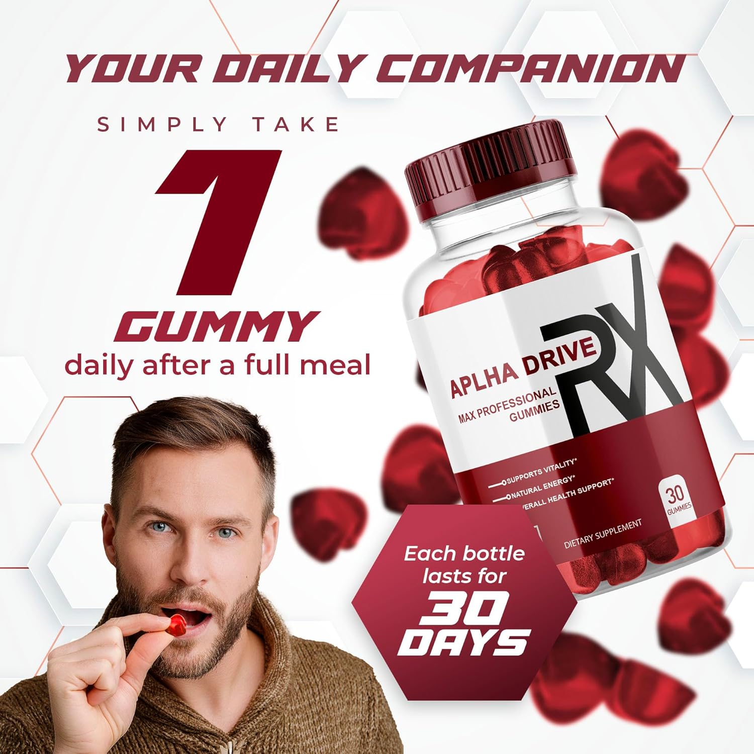 Alpha DriveRX Gummies - Advanced Formula with 30 Pills Capsules for 1 Month