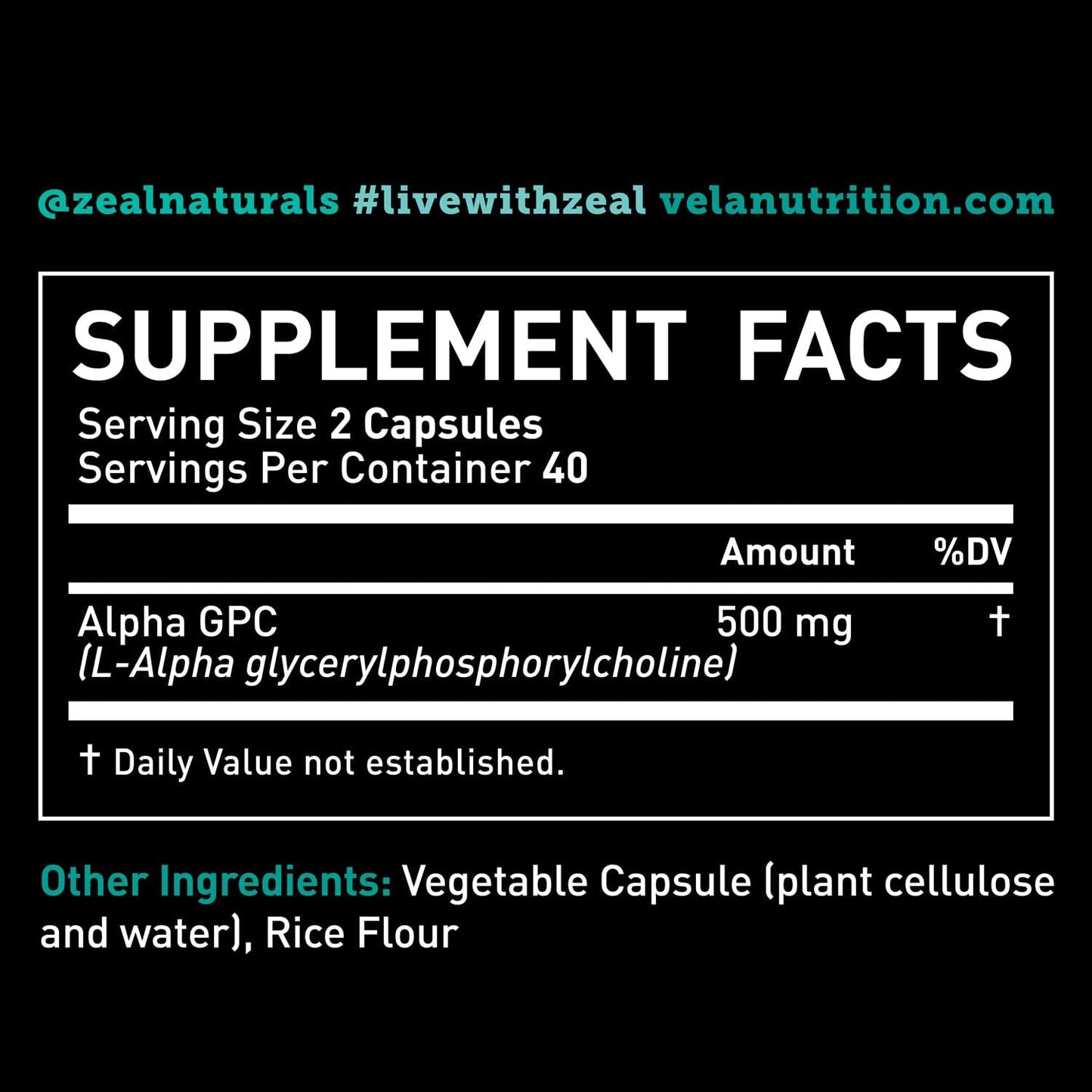 Alpha GPC 500mg Capsules | 80 Count | Supports Cognitive Function & Memory | Optimal Bioavailability | Non-GMO, Third-Party Tested
