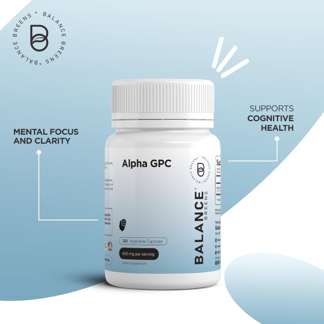 Alpha GPC Choline and Citrus Bergamot Supplement Combo - 600mg + 500mg - Balance Breens