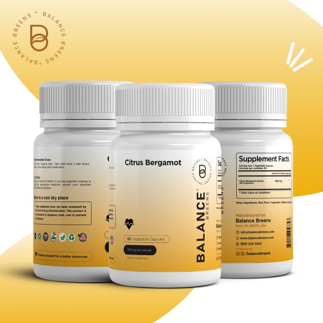Alpha GPC Choline and Citrus Bergamot Supplement Combo - 600mg + 500mg - Balance Breens