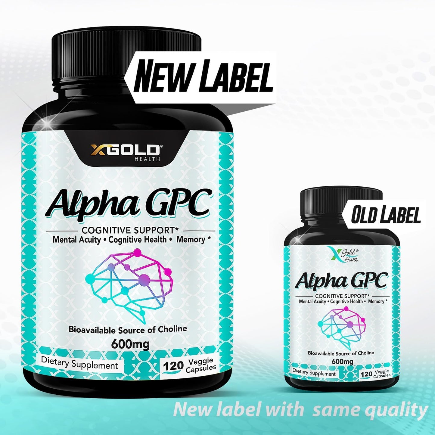 Alpha GPC Choline Supplement 600mg - Highly Purified Cognitive Enhancer Nootropic - 120 Veggie Capsules - Supports Memory, Brain Function, Focus, and Mood