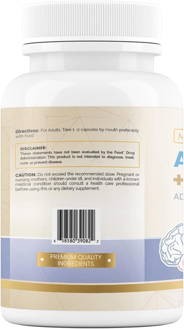 Alpha GPC + Citicoline 1600mg Nootropic Concentrated Formula for Memory, Focus, Mood & Energy - 60 Ct, 99% Pure & Bioavailable