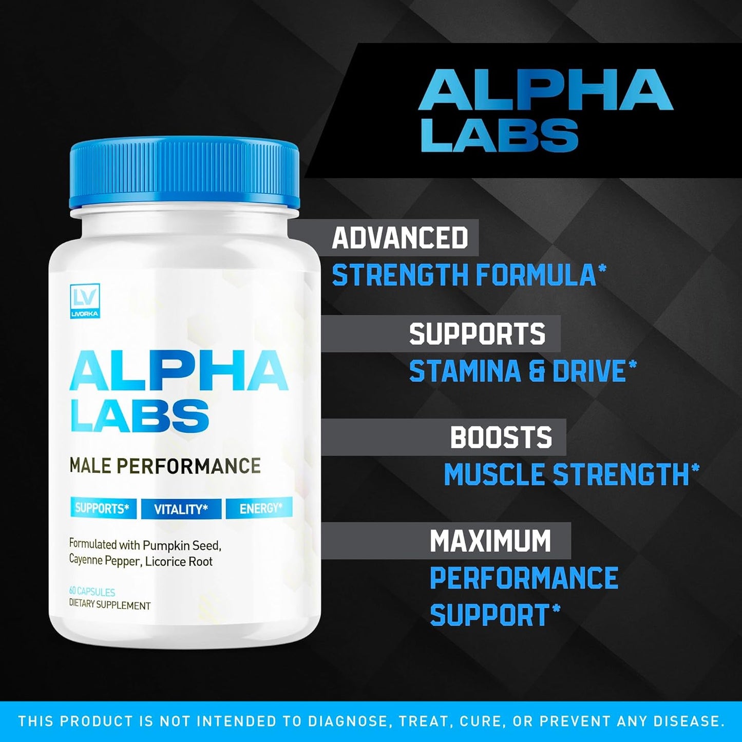Alpha Labs Max Performance Capsules (2 Pack) - Advanced Formula for Strength and Energy - 120 Capsules for 2 Months