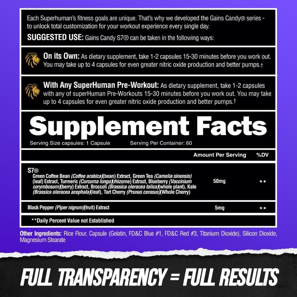 Alpha Lion Gains Candy: Nitric Oxide Booster for Muscle Pump & Mental Focus - 60 Capsules