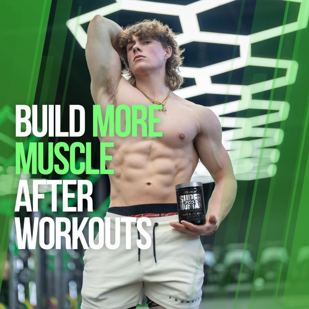 Alpha Lion Superhuman Post Workout Recovery Drink with Creatine Powder - Lean Muscle Growth Supplement for Women & Men - Gainy Smith Apple Flavor - 25 Servings