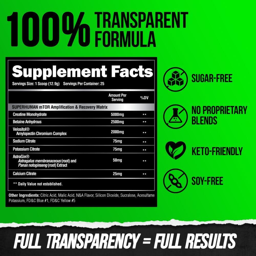 Alpha Lion Superhuman Post Workout Recovery Drink with Creatine Powder - Lean Muscle Growth Supplement for Women & Men - Gainy Smith Apple Flavor - 25 Servings