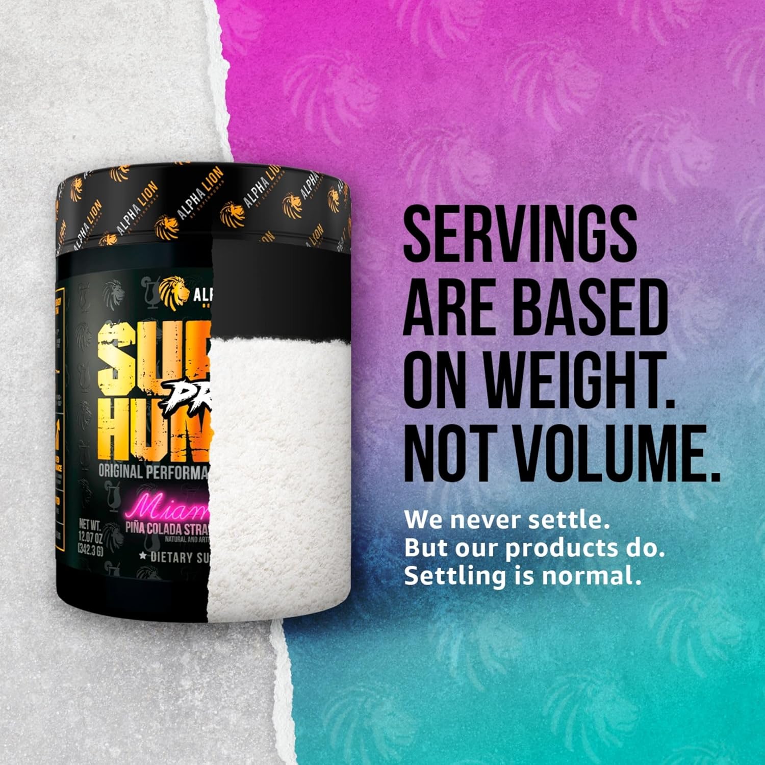 Alpha Lion Superhuman Pre Workout Powder - Energy, Focus, and Pump Blend with Beta Alanine, L-Taurine, Caffeine, Nitric Oxide, and Citrulline (21 Servings, Miami Vice)