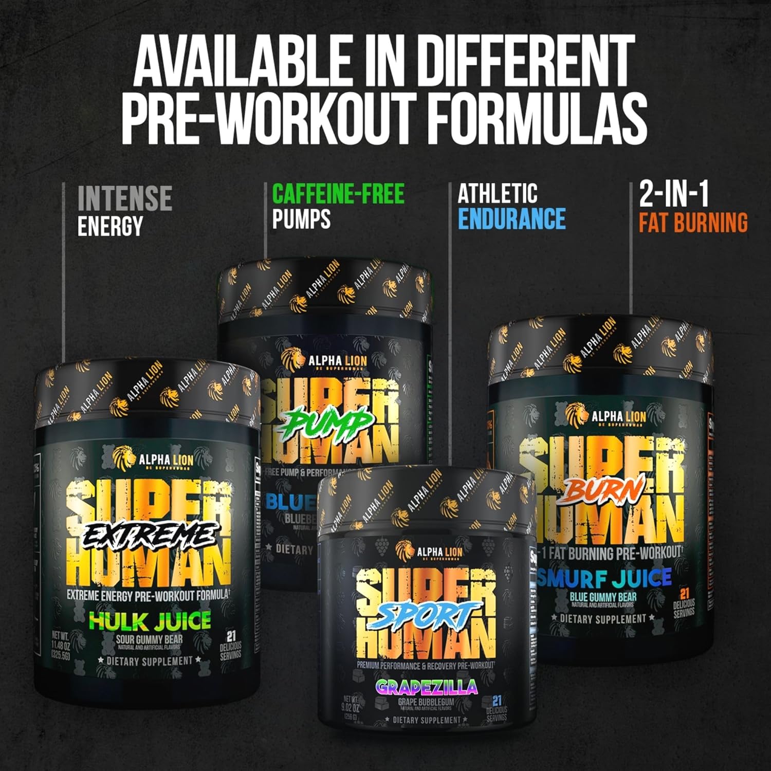 Alpha Lion Superhuman Pre Workout Powder - Energy, Focus, and Pump Blend with Beta Alanine, L-Taurine, Caffeine, Nitric Oxide, and Citrulline (21 Servings, Miami Vice)