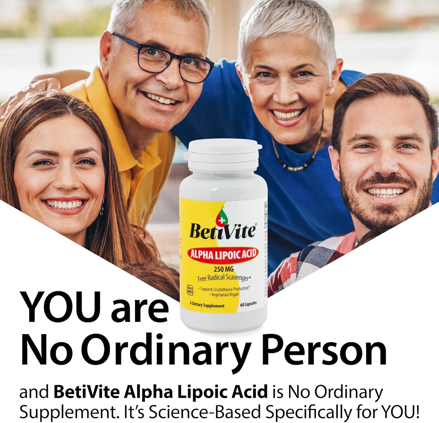 Alpha Lipoic Acid 250mg Supplements - 60 Vegetarian Capsules by BetiVite