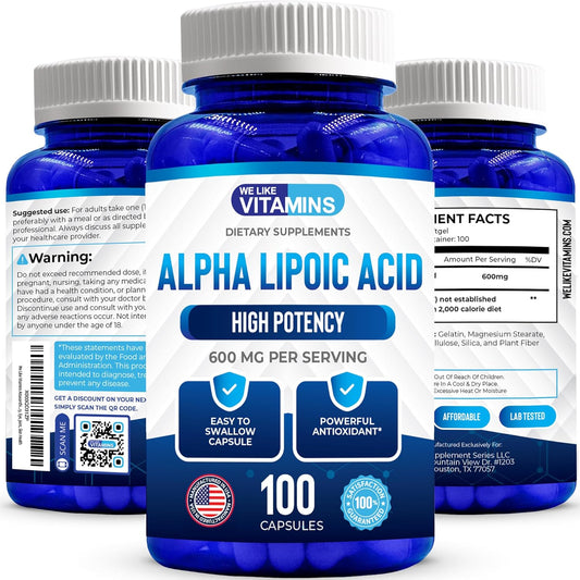 Alpha Lipoic Acid 600mg Capsules - 100 Servings for Joint and Antioxidant Support with Free Radical Protection