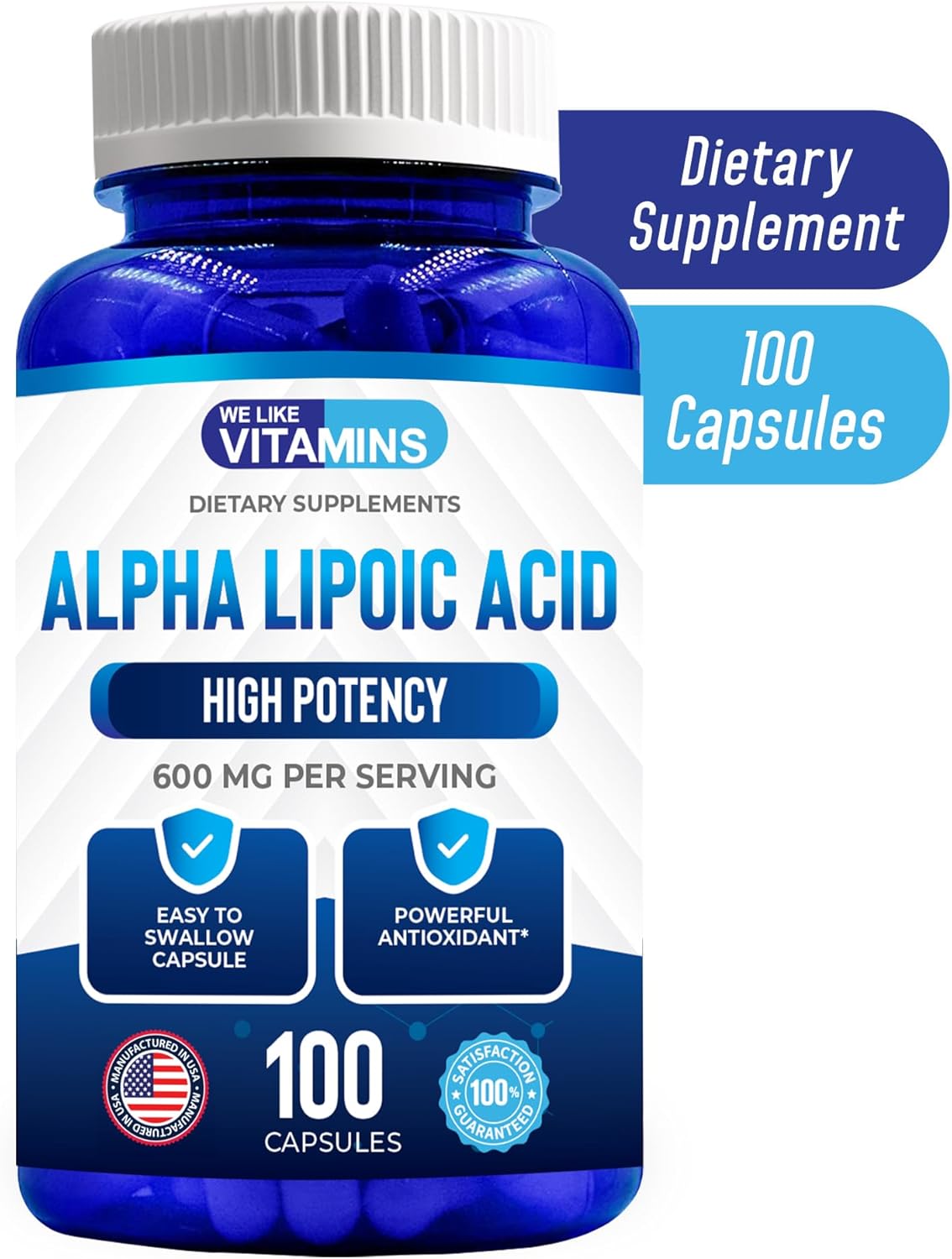 Alpha Lipoic Acid 600mg Capsules - 100 Servings for Joint and Antioxidant Support with Free Radical Protection