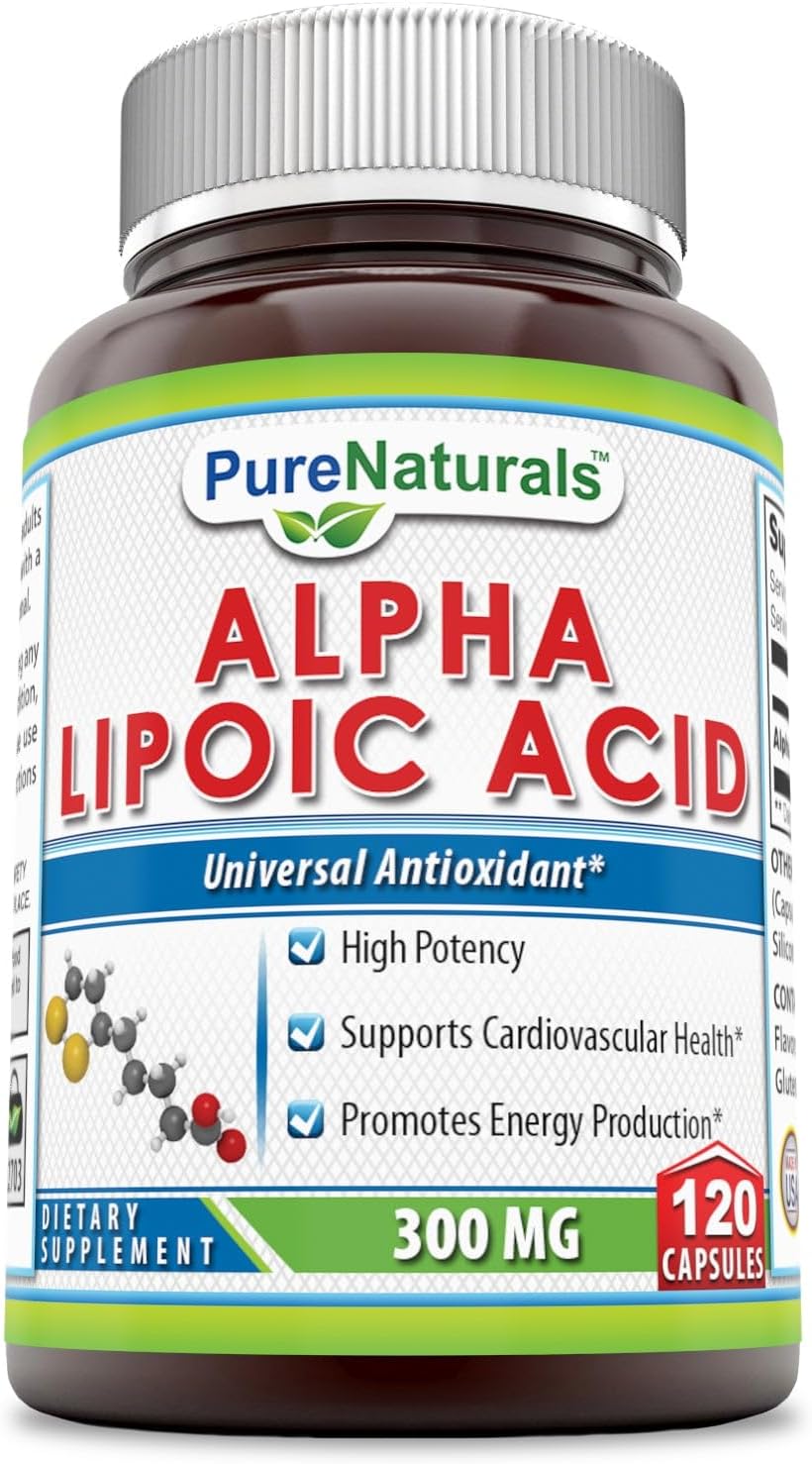 Alpha Lipoic Acid Capsules 300mg - 120 Count - Supports Cardiovascular Health & Energy - Pure Natural Formula