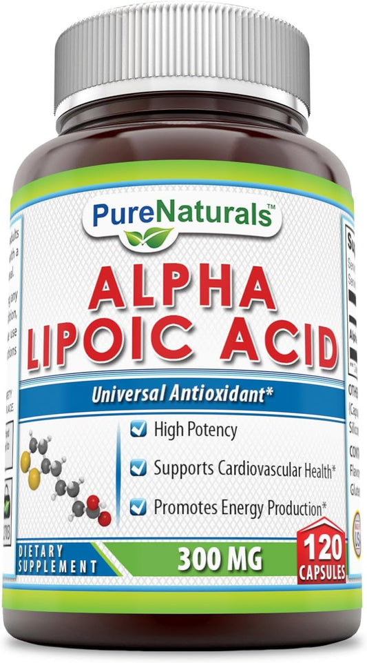 Alpha Lipoic Acid Capsules 300mg - 120 Count - Supports Cardiovascular Health & Energy - Pure Natural Formula