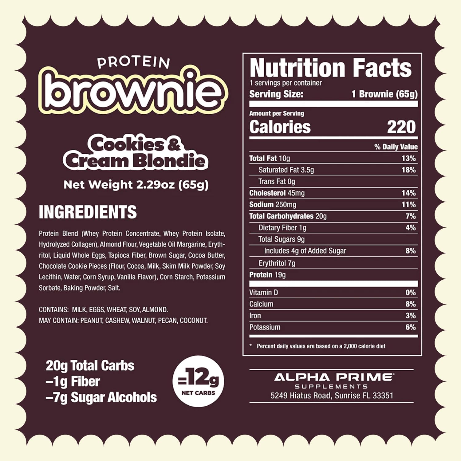Alpha Prime Supplements Prime Bites Protein Brownie Variety Pack - High Protein, Low Sugar, Collagen-Fortified Snack Bars - 12 Bars
