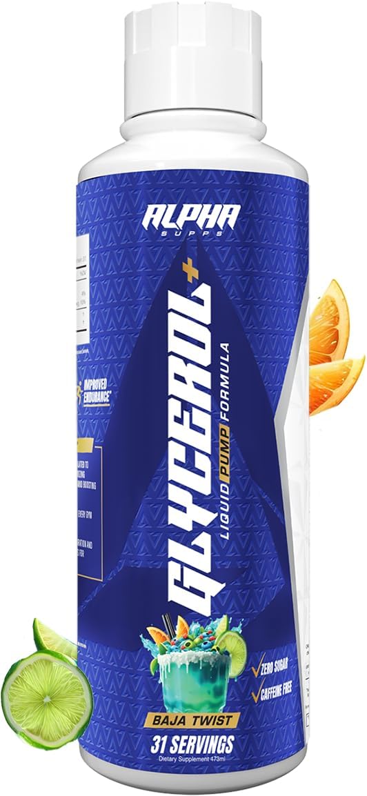 Alpha Supps Glycerol+ Liquid Formula - Hydration and Endurance Supplement with Citrulline (31 Servings, Baja Twist)