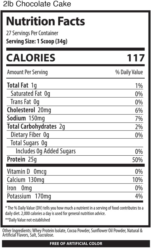 Alpha Supps ISO Chocolate Cake Flavor 100% Whey Protein Isolate Powder - 25g Protein, Muscle Growth Support, Low Carb & Sugar, Gluten Free - 2 lb