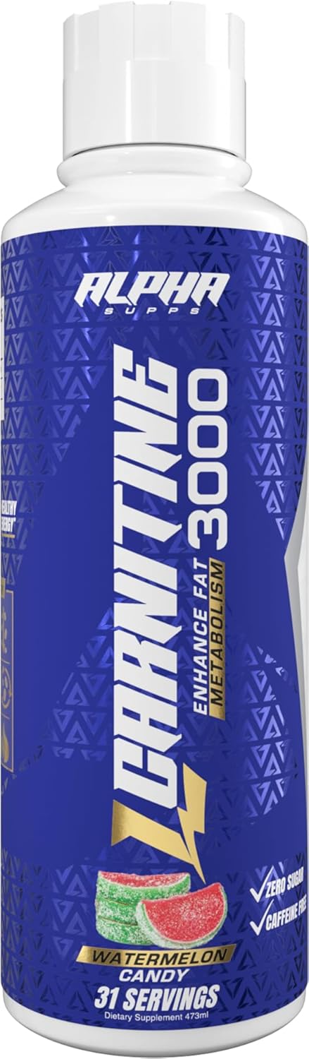 Alpha Supps L-Carnitine Liquid 3000mg | Amino Acid Supplement | Watermelon Flavor | 31 Servings