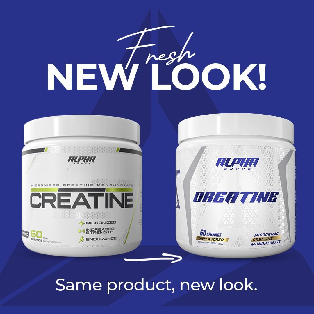 Alpha Supps Micronized Creatine Monohydrate Powder - 300g, 60 Servings, Unflavored - Supports Muscle Gain for Men & Women