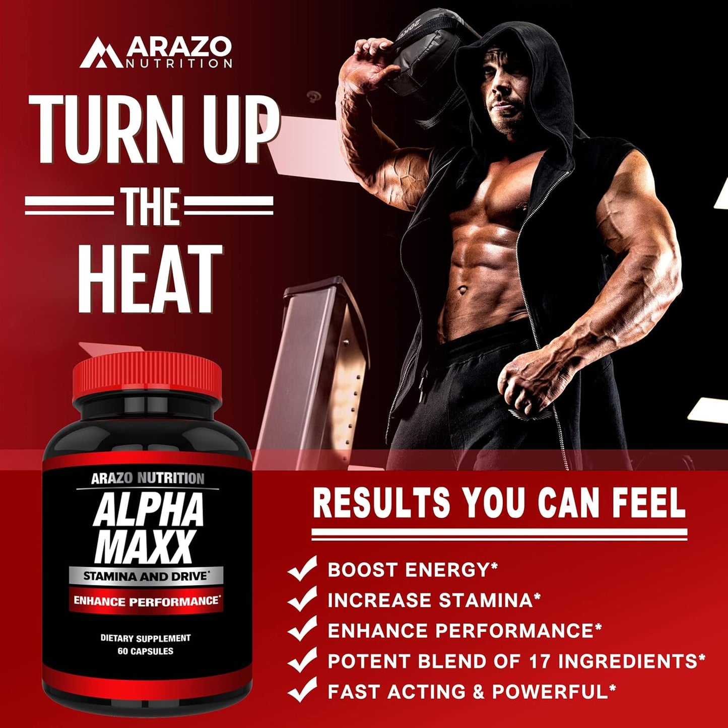 Alphamaxx Health Supplement - Ginseng, Muira Puama, Tribulus - 60 Herbal Pills by Arazo Nutrition