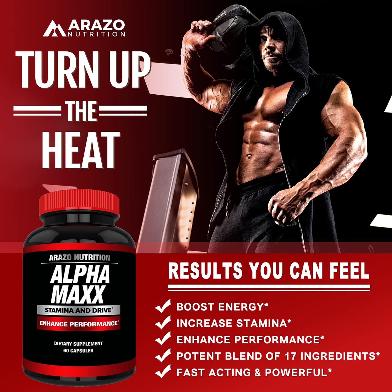 Alphamaxx Health Supplement - Ginseng, Muira Puama, Tribulus - 60 Herbal Pills by Arazo Nutrition