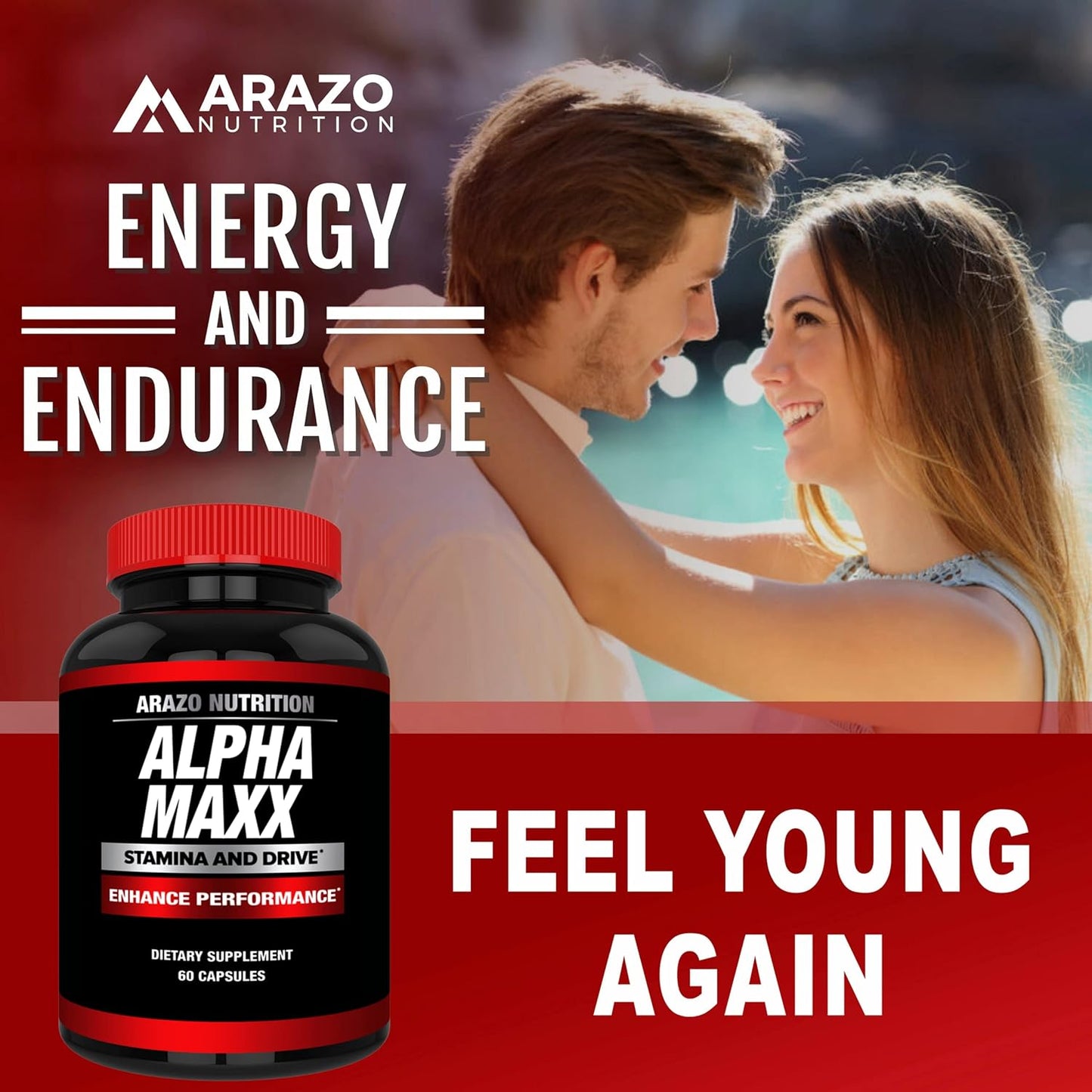 Alphamaxx Health Supplement - Ginseng, Muira Puama, Tribulus - 60 Herbal Pills by Arazo Nutrition