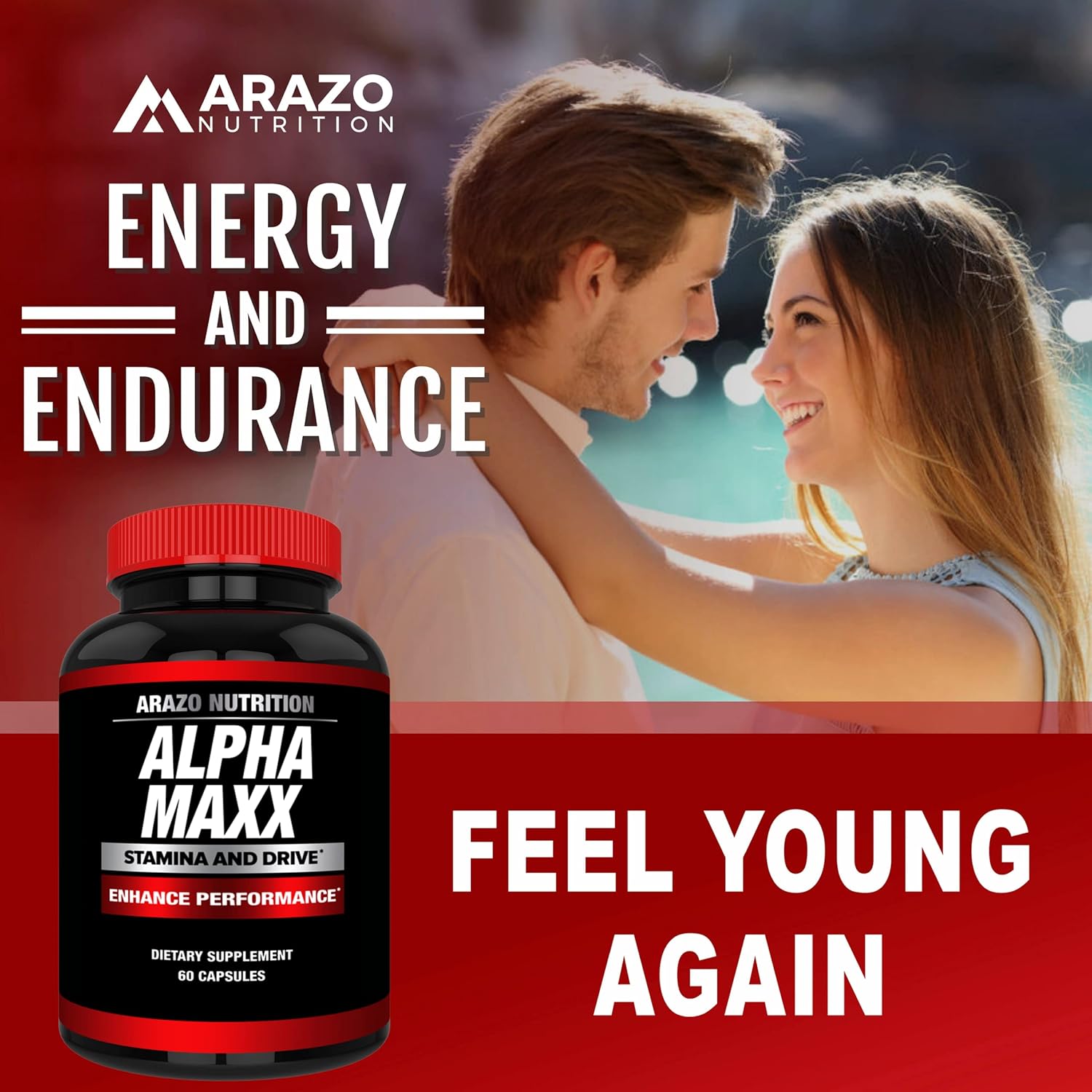 Alphamaxx Health Supplement - Ginseng, Muira Puama, Tribulus - 60 Herbal Pills by Arazo Nutrition