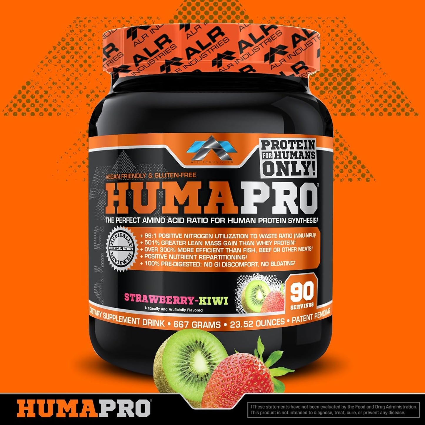 ALR Industries Humapro: Amino Acid Protein Matrix 667g (Strawberry Kiwi) - Vegan & Gluten Free for Lean Muscle Growth