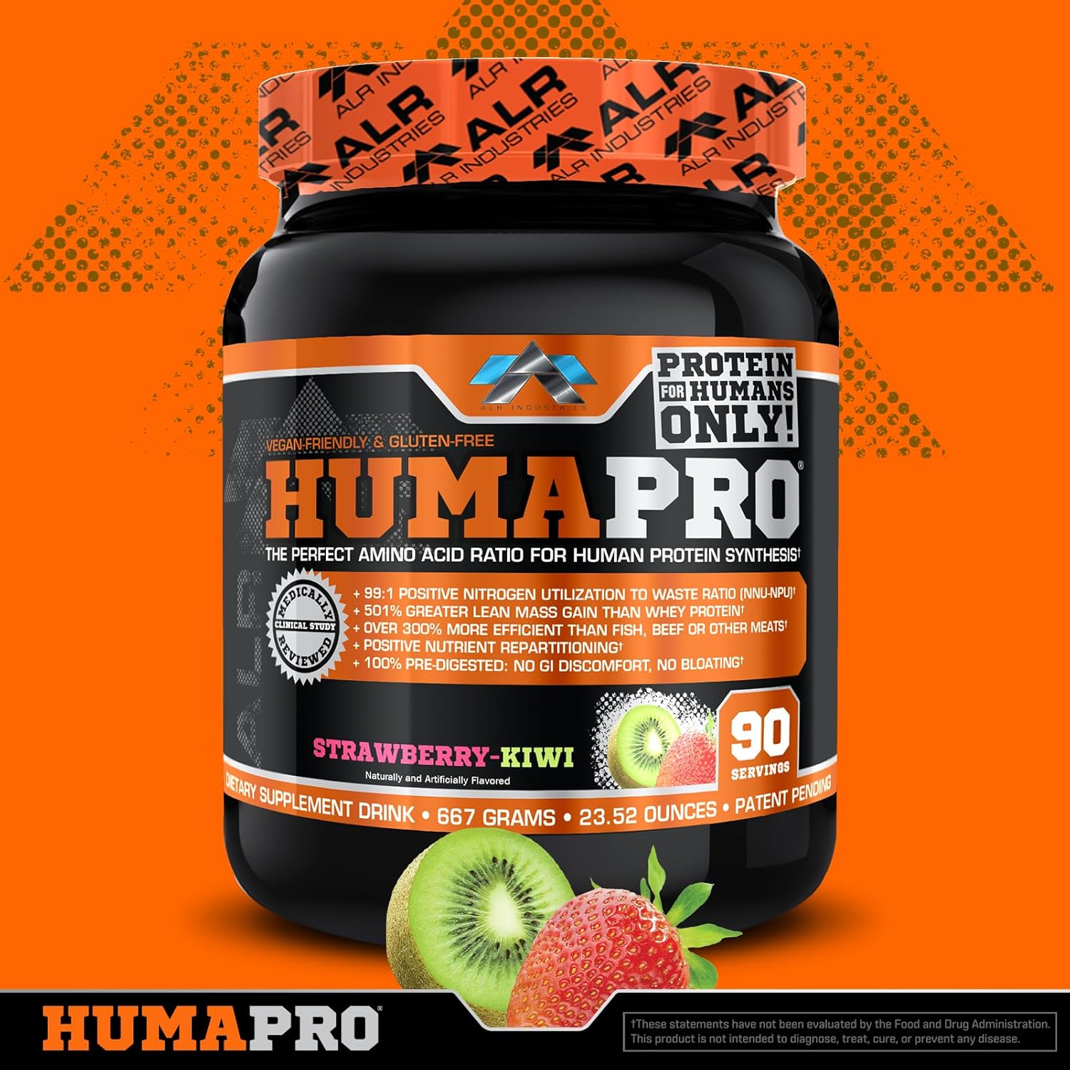 ALR Industries Humapro: Amino Acid Protein Matrix 667g (Strawberry Kiwi) - Vegan & Gluten Free for Lean Muscle Growth