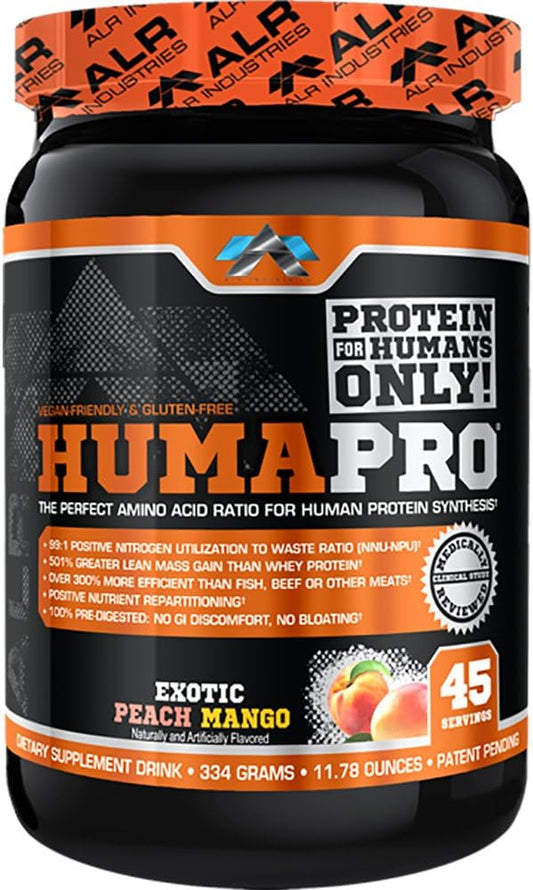 ALR Industries Humapro Amino Acids Protein Matrix | 99% Utilization for Lean Muscle | Vegan, Gluten Free | Exotic Peach Mango Flavor | 334g