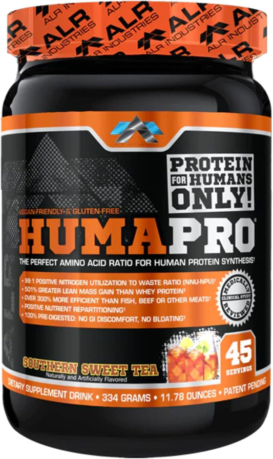 ALR Industries Humapro Amino Acids Protein Matrix 99% Utilization Lean Muscle Vegan Gluten Free 334g 45 Servings Sweet Tea