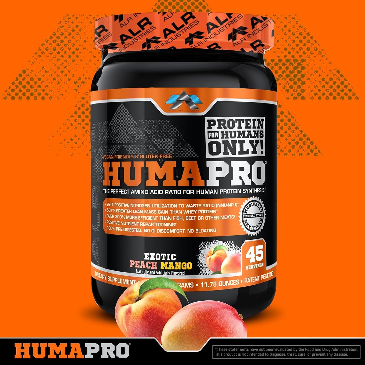 ALR Industries Humapro Amino Acids Protein Matrix | 99% Utilization for Lean Muscle | Vegan, Gluten Free | Exotic Peach Mango Flavor | 334g
