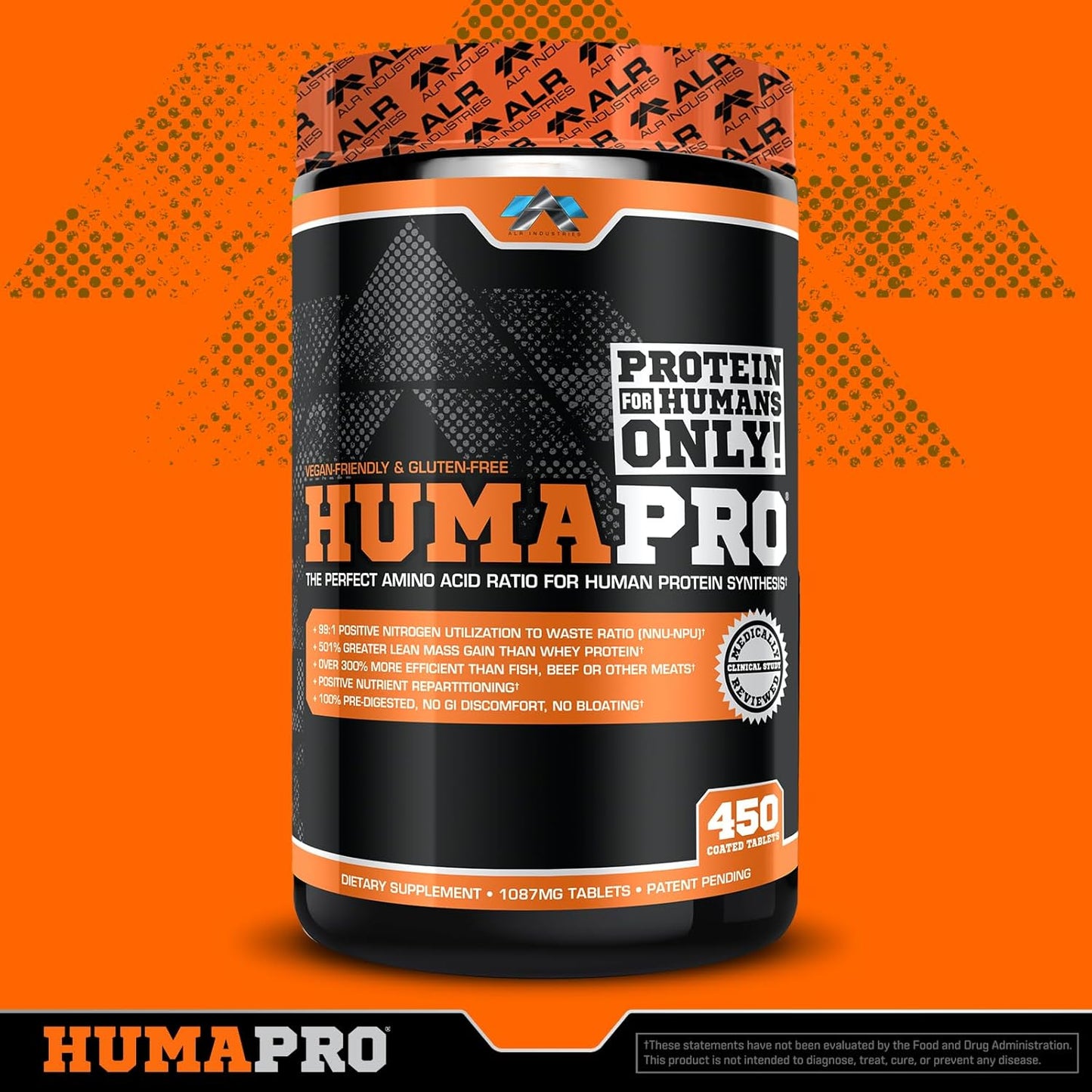 ALR Industries Humapro Amino Acids Tablets | 99% Utilization for Lean Muscle | Vegan & Gluten-Free | 450 Tablets / 90 Servings