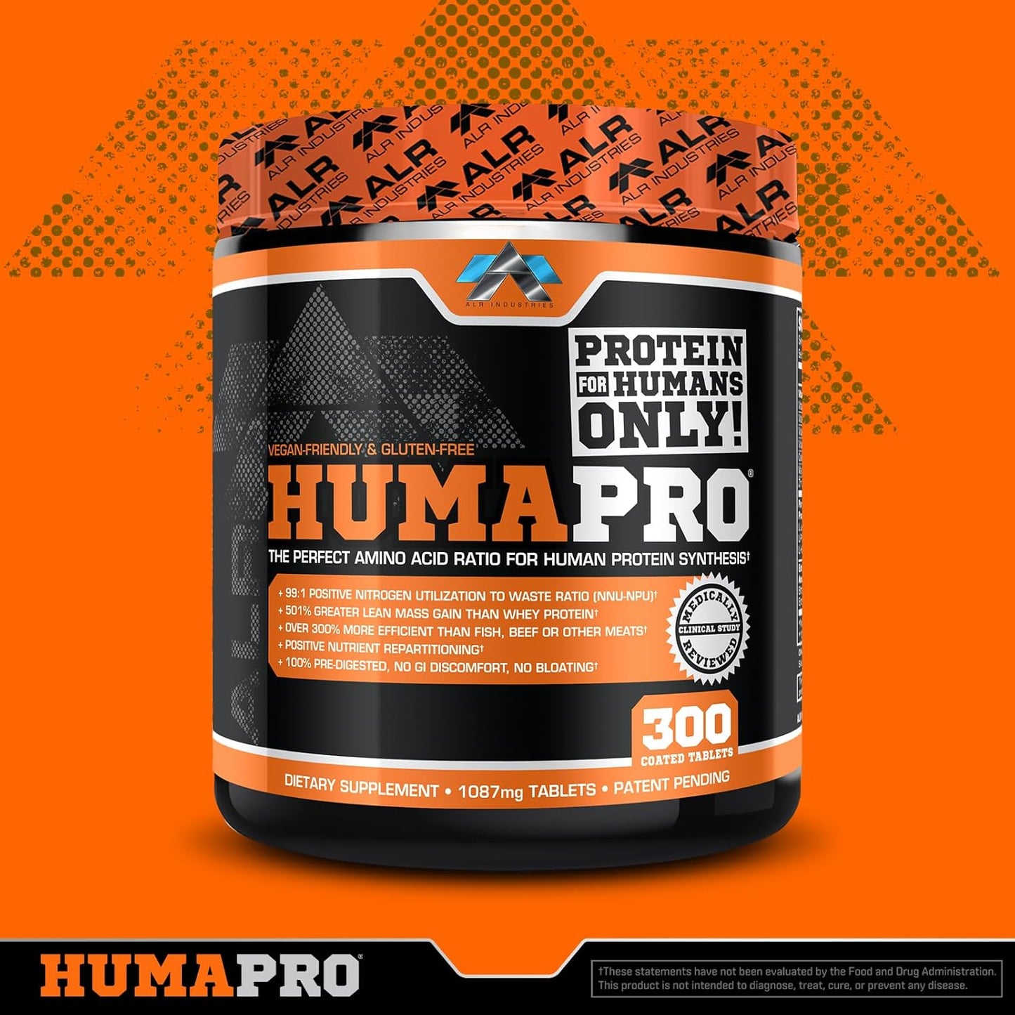 ALR Industries Humapro Tablets: Amino Acids Protein Matrix for Lean Muscle | 99% Utilization | Vegan & Gluten Free | 300 Tablets