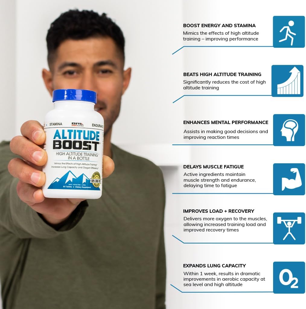 Altitude Boost Tablets for Increased VO2 Max and Endurance with Alpha Lipoic Acid, Iron, and Vitamin B12