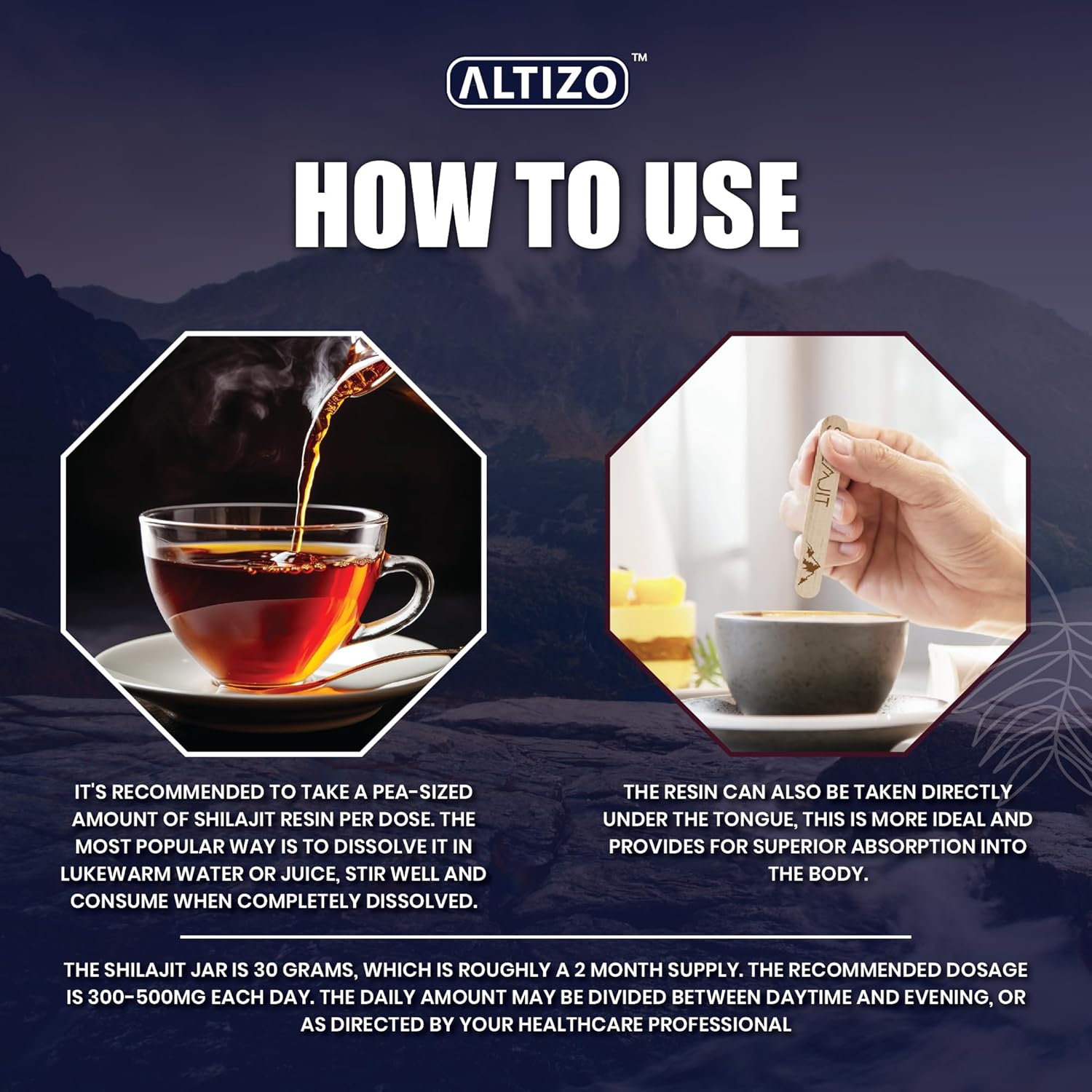 Altizo Shilajit Pure Himalayan Organic Resin - Natural Shilajit Resin with High Potency Fulvic Acid & 85 Trace Minerals - Energy Booster & Immune Support Supplement - 500mg - Lab Tested & Includes Spoon
