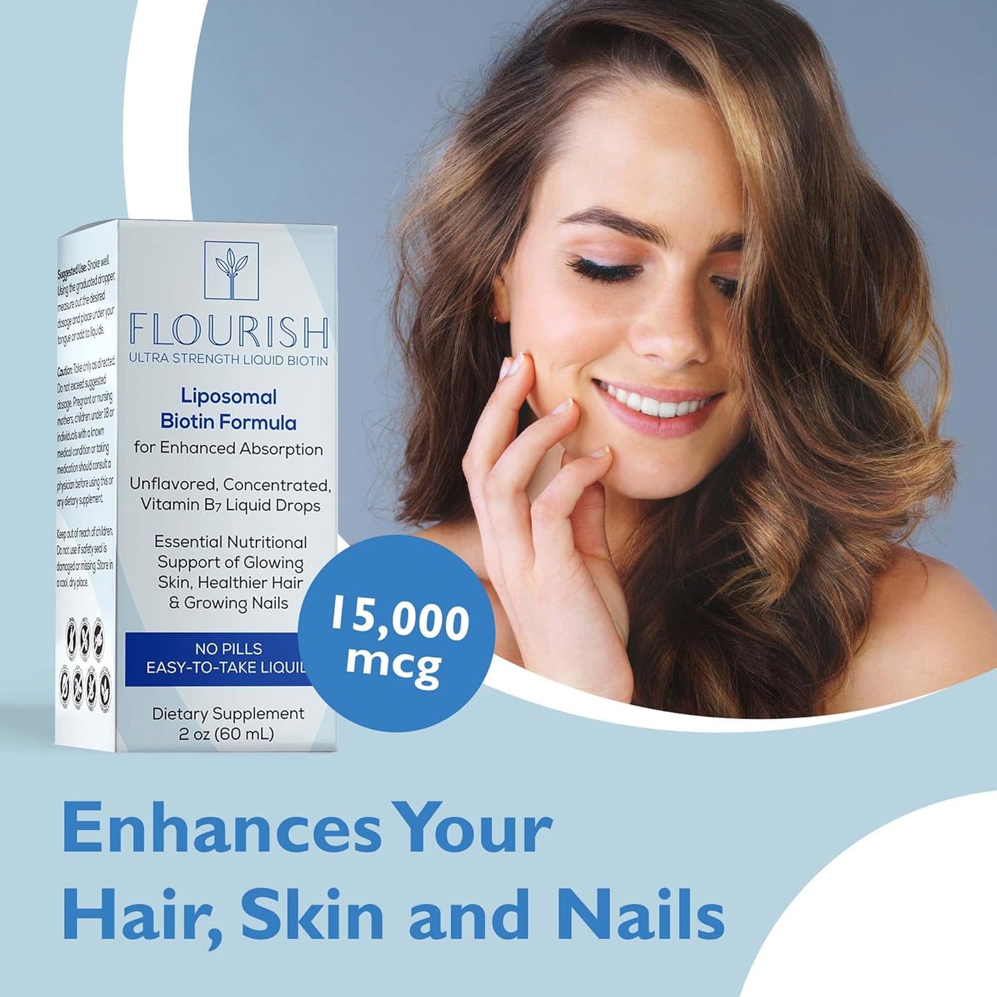 AltMedBrands Solace Nutrition - Ultra-Strength Biotin Liquid Vitamin Supplement for Hair, Skin, and Nails, Unflavored Hair Growth Formula, 15,000 mcg, 2fl oz